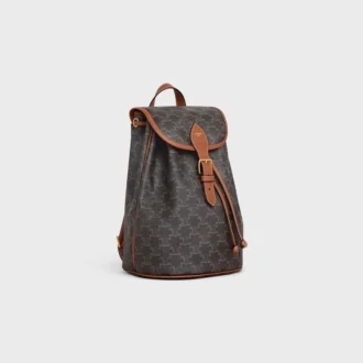 Mochila mediana Folco en Triomphe Canvas y piel de becerro Mochila mediana Folco en Triomphe Canvas y piel de becerro