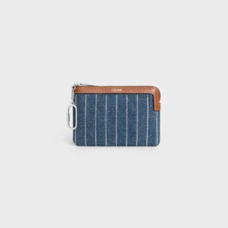Monedero de denim a rayas con strass