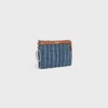 Monedero de denim a rayas con strass Monedero de denim a rayas con strass