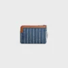 Monedero de denim a rayas con strass Monedero de denim a rayas con strass