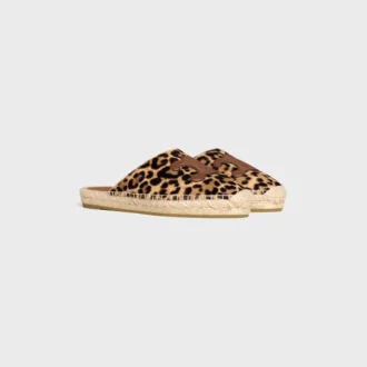 Mules Les Espadrilles CELINE en piel de becerro peluda con estampado de leopardo