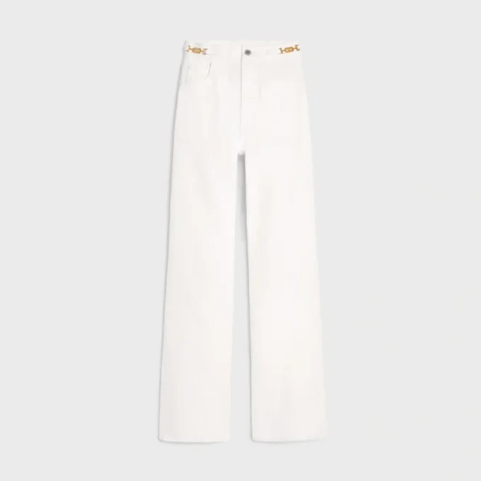 Pantalones acampanados Jane en denim lavado blanco óptico Pantalones acampanados Jane en denim lavado blanco óptico