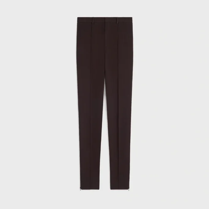 Pantalones ajustados de gabardina de lana elástica