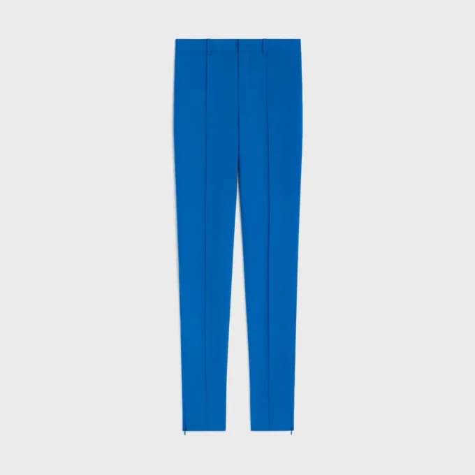 Pantalones ajustados de gabardina de lana elástica Pantalones ajustados de gabardina de lana elástica
