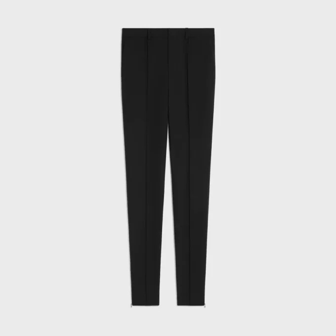 Pantalones ajustados de gabardina de lana elástica Pantalones ajustados de gabardina de lana elástica