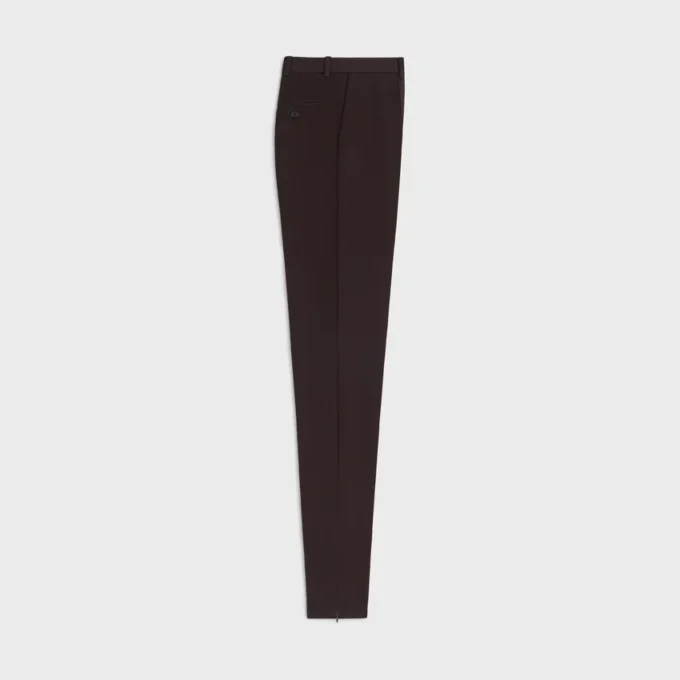 Pantalones ajustados de gabardina de lana elástica