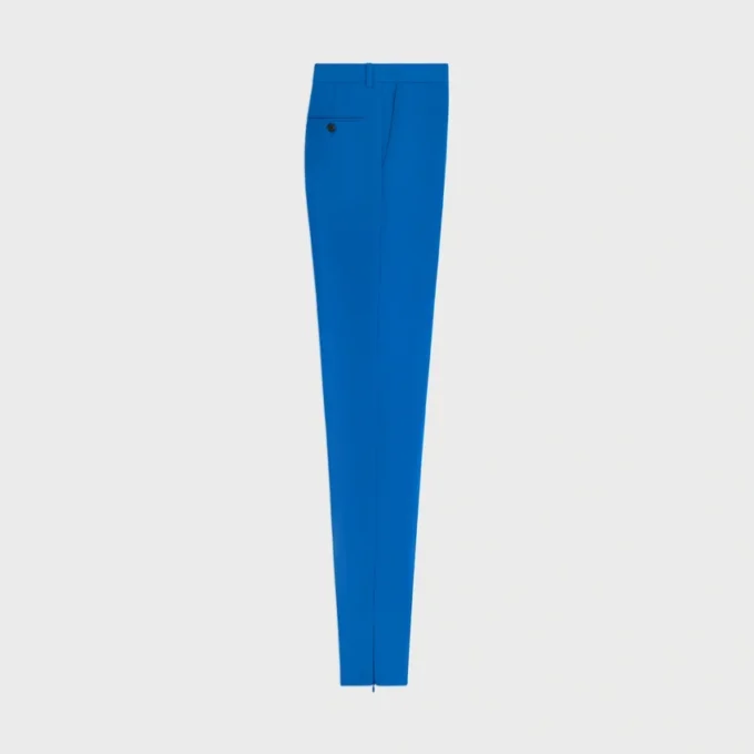 Pantalones ajustados de gabardina de lana elástica Pantalones ajustados de gabardina de lana elástica