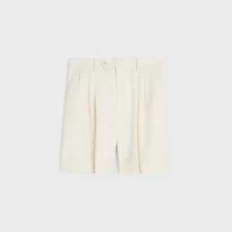 Pantalones cortos Masculin con triple pliegue en lana a rayas