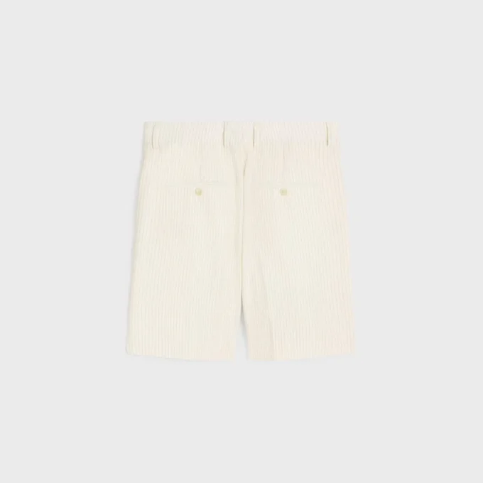 Pantalones cortos Masculin con triple pliegue en lana a rayas