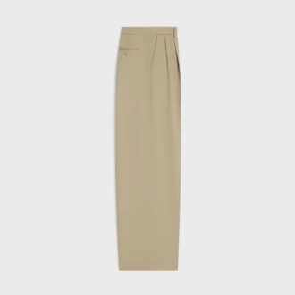 Pantalones plisados de gabardina de algodón y lana