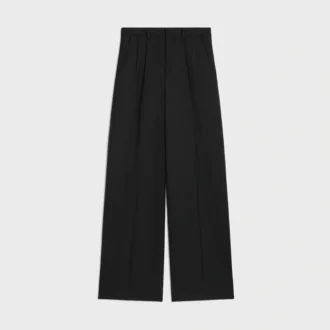 Pantalones plisados de gabardina de lana ligera