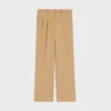 Pantalones plisados de lona de algodón Pantalones plisados de lona de algodón