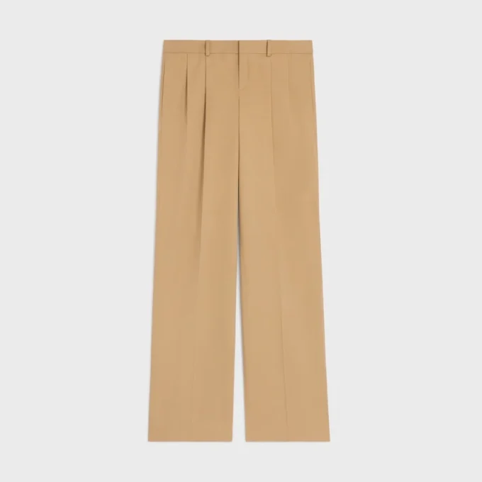 Pantalones plisados de lona de algodón Pantalones plisados de lona de algodón