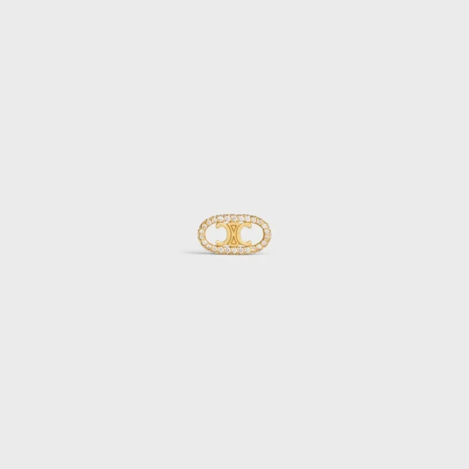 Pendiente Maillon Triomphe en oro amarillo y diamantes Pendiente Maillon Triomphe en oro amarillo y diamantes