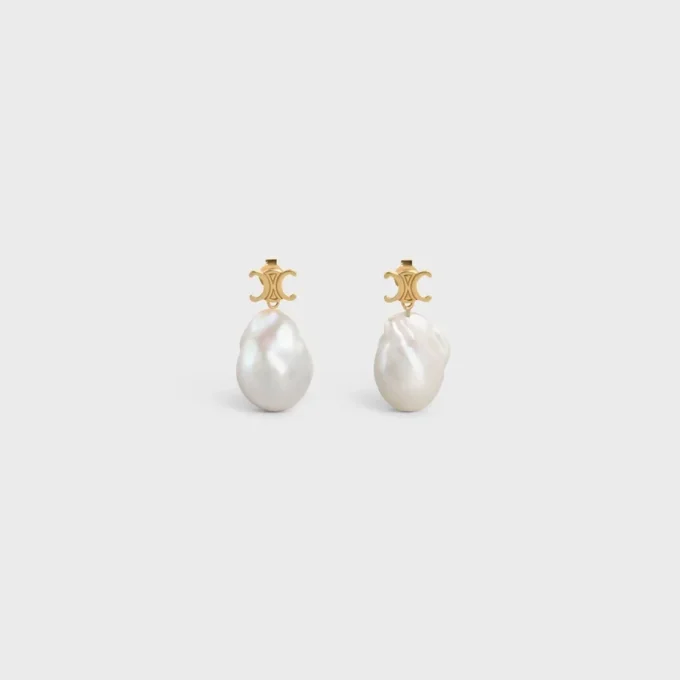 Pendientes Les Perles CELINE Baroque en latón con acabado dorado y perlas cultivadas Pendientes Les Perles CELINE Baroque en latón con acabado dorado y perlas cultivadas
