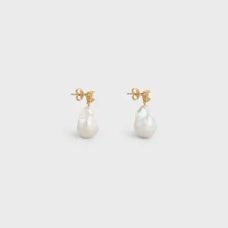 Pendientes Les Perles CELINE Baroque en latón con acabado dorado y perlas cultivadas