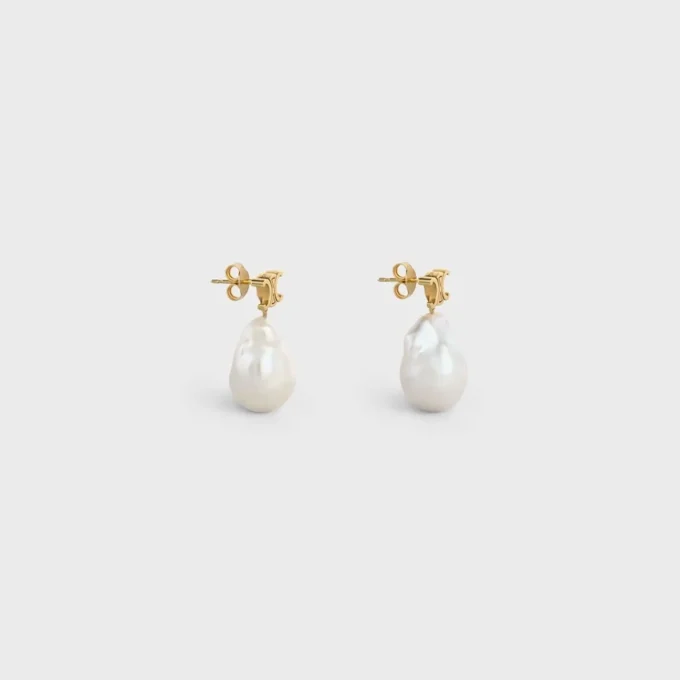 Pendientes Les Perles CELINE Baroque en latón con acabado dorado y perlas cultivadas Pendientes Les Perles CELINE Baroque en latón con acabado dorado y perlas cultivadas