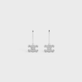 Pendientes Triomphe de strass en latón con acabado de rodio y cristales
