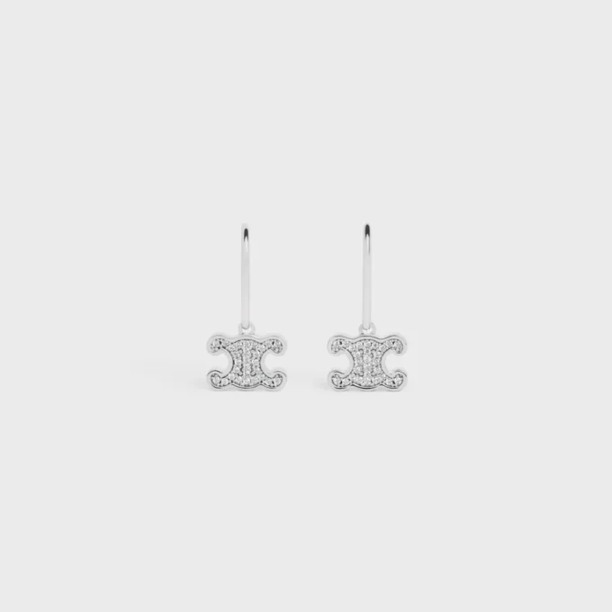 Pendientes Triomphe de strass en latón con acabado de rodio y cristales Pendientes Triomphe de strass en latón con acabado de rodio y cristales