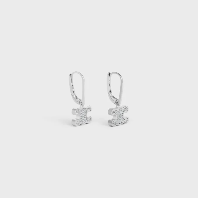 Pendientes Triomphe de strass en latón con acabado de rodio y cristales Pendientes Triomphe de strass en latón con acabado de rodio y cristales
