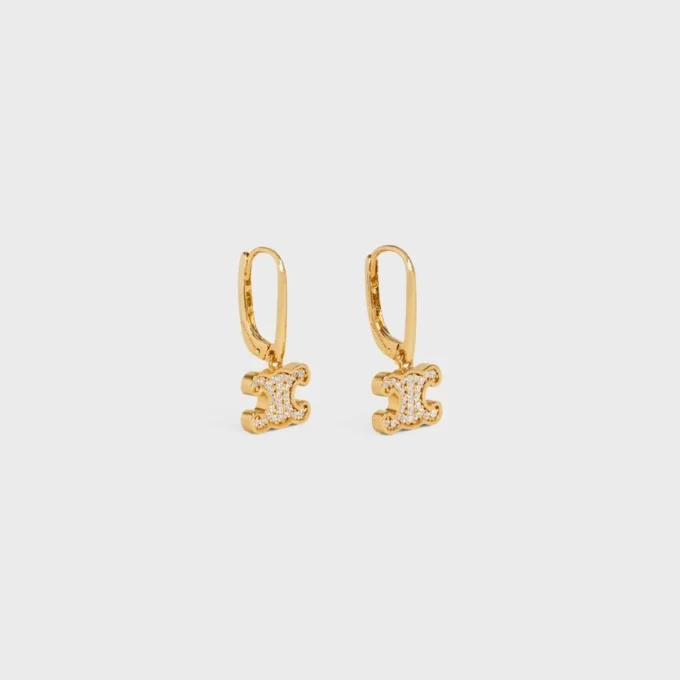 Pendientes Triomphe de strass en latón con acabado dorado y cristales Pendientes Triomphe de strass en latón con acabado dorado y cristales