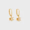 Pendientes Triomphe Solitaire Sparkle en strass y latón con acabado dorado Pendientes Triomphe Solitaire Sparkle en strass y latón con acabado dorado