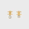 Pendientes Triomphe Twinkle en strass y latón con acabado dorado