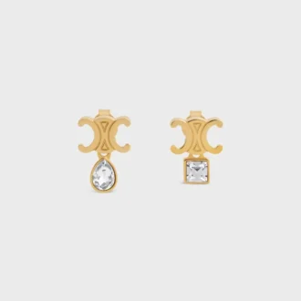 Pendientes Triomphe Twinkle en strass y latón con acabado dorado