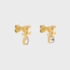 Pendientes Triomphe Twinkle en strass y latón con acabado dorado