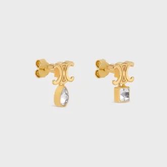 Pendientes Triomphe Twinkle en strass y latón con acabado dorado
