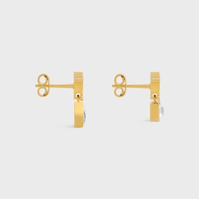 Pendientes Triomphe Twinkle en strass y latón con acabado dorado