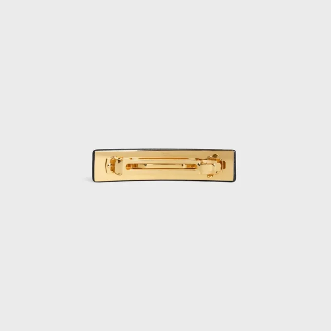 Pinza para el cabello CELINE Paris en piel de cordero, latón con acabado dorado y acero Pinza para el cabello CELINE Paris en piel de cordero, latón con acabado dorado y acero