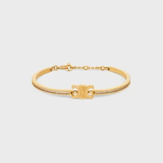 Pulsera articulada Triomphe con brillos en strass y latón con acabado dorado