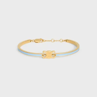 Pulsera articulada Triomphe en esmalte y latón con acabado dorado