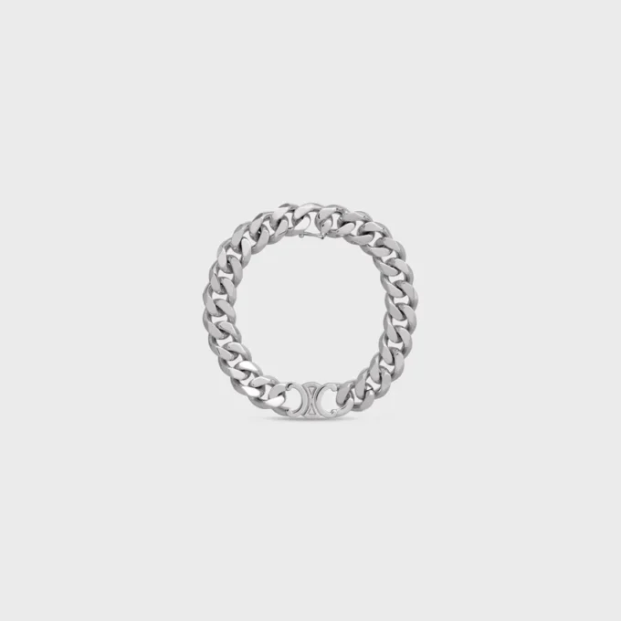 Pulsera Triomphe Gourmette de latón con acabado de rodio