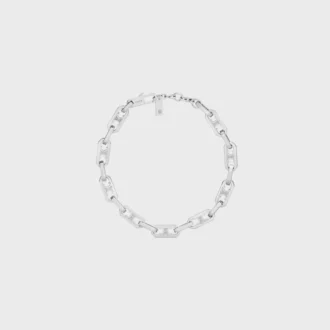 Pulsera Triomphe pequeña octogonal en latón con acabado de rodio