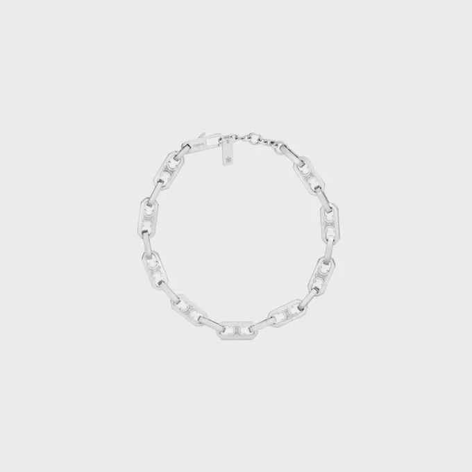 Pulsera Triomphe pequeña octogonal en latón con acabado de rodio