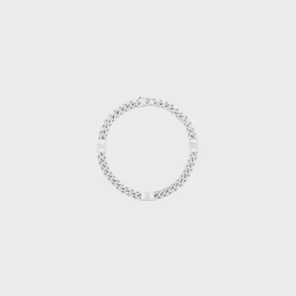 Pulsera Triomphe Small Gourmette de latón con acabado de rodio