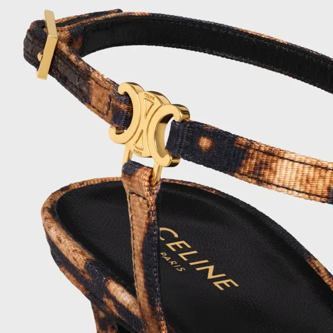 Sandalias CELINE Ava en tejido grosgrain con estampado de leopardo Sandalias CELINE Ava en tejido grosgrain con estampado de leopardo