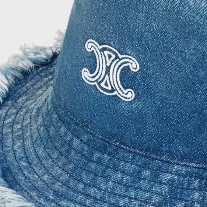Sombrero tipo pescador Triomphe en denim de algodón Sombrero tipo pescador Triomphe en denim de algodón