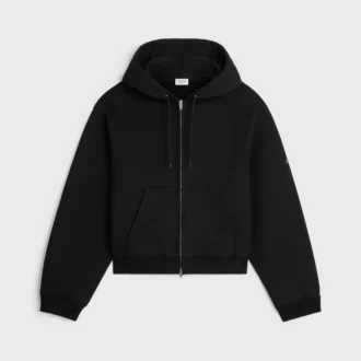 Sudadera con capucha y cremallera de felpa de algodón