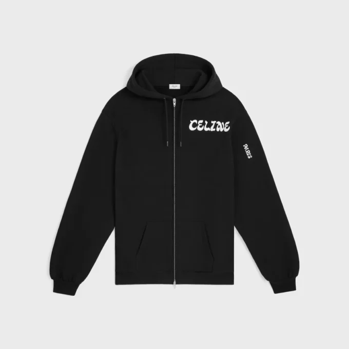 Sudadera con capucha y cremallera de felpa de algodón