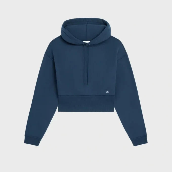 Sudadera corta con capucha de felpa de algodón Sudadera corta con capucha de felpa de algodón