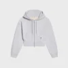 Sudadera corta con capucha y cremallera de felpa de algodón Sudadera corta con capucha y cremallera de felpa de algodón