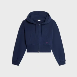 Sudadera corta con capucha y cremallera de felpa de algodón Sudadera corta con capucha y cremallera de felpa de algodón