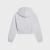 Sudadera corta con capucha y cremallera de felpa de algodón Sudadera corta con capucha y cremallera de felpa de algodón