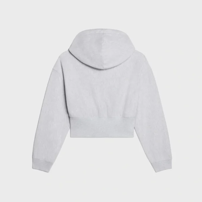 Sudadera corta con capucha y cremallera de felpa de algodón Sudadera corta con capucha y cremallera de felpa de algodón