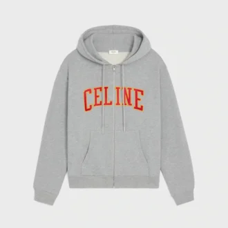 Sudadera holgada con capucha y cremallera en felpa de algodón