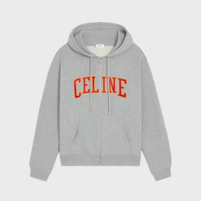 Sudadera holgada con capucha y cremallera en felpa de algodón Sudadera holgada con capucha y cremallera en felpa de algodón