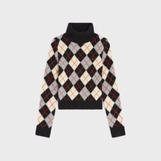 Suéter de cuello alto en lana con diseño Argyle